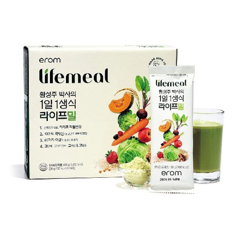 (주)이롬홀딩스 황성주 박사의 1일1생식 라이프밀 6박스+흔들컵2[35599258]