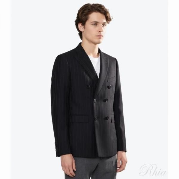 CELINE 셀린느 카바니 자켓 IN 스트라이프 울 개버딘 2V66P876X 38DM 카나비