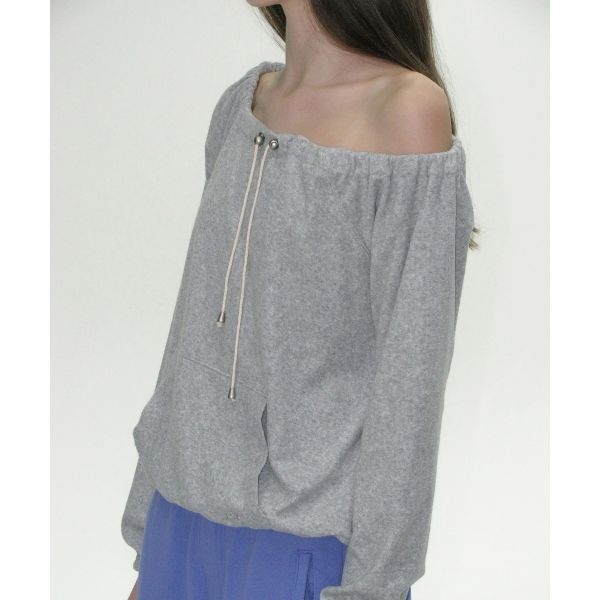<매장정품> 파르티멘토 우먼 PARTIMENTO WOMEN 테리 드로스트링 오프숄더 탑_멜란지 PW-2559ML 211105