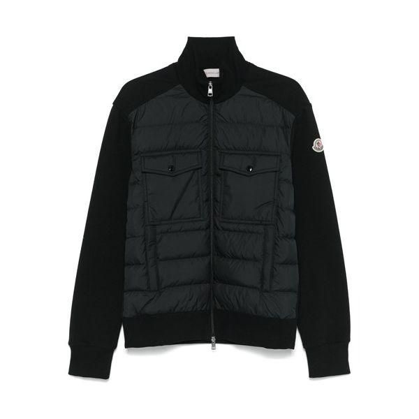 몽클레르 MONCLER [몽클레어] 로고 패치 니트 다운 믹스 집업 블랙 남성 자켓 8G00033 89AHS 999TEO