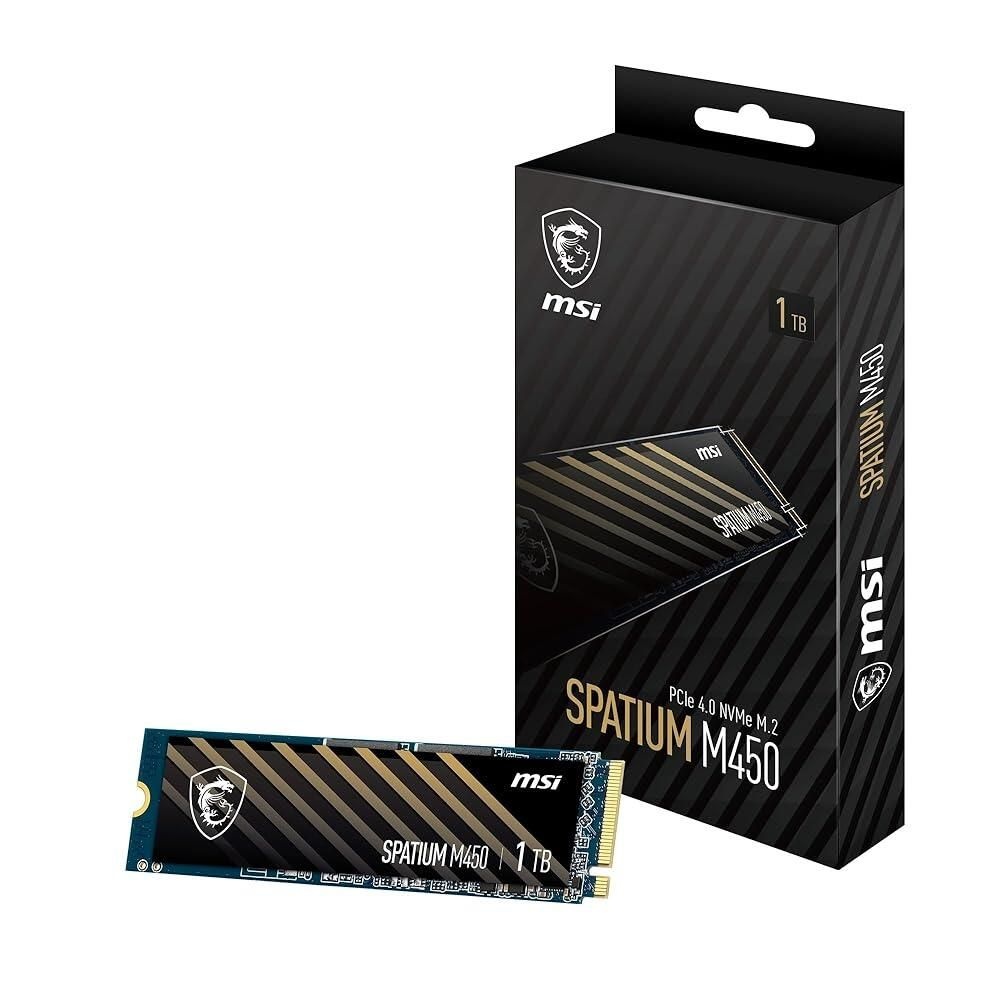 Msi SPATIUM M450 PCIe 4.0 NVMe M.2 1TB V1 Internal Gaming SSD up to 3400MB/s 3D NAND 151826