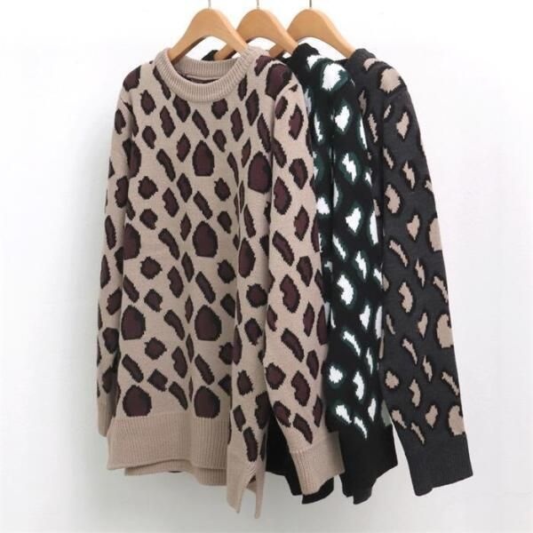 [강물처럼] 빅사이즈사랑해요 6845L201 호피 라운드 니트 EB (8035113A)