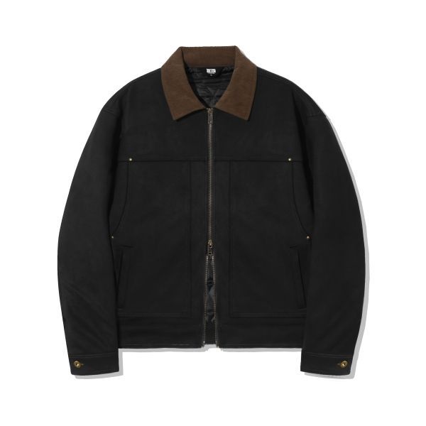 3월 23일 도착예정 트릴리온 TRILLION 코듀로이 카라 스웨이드 집업 워크 자켓 블랙