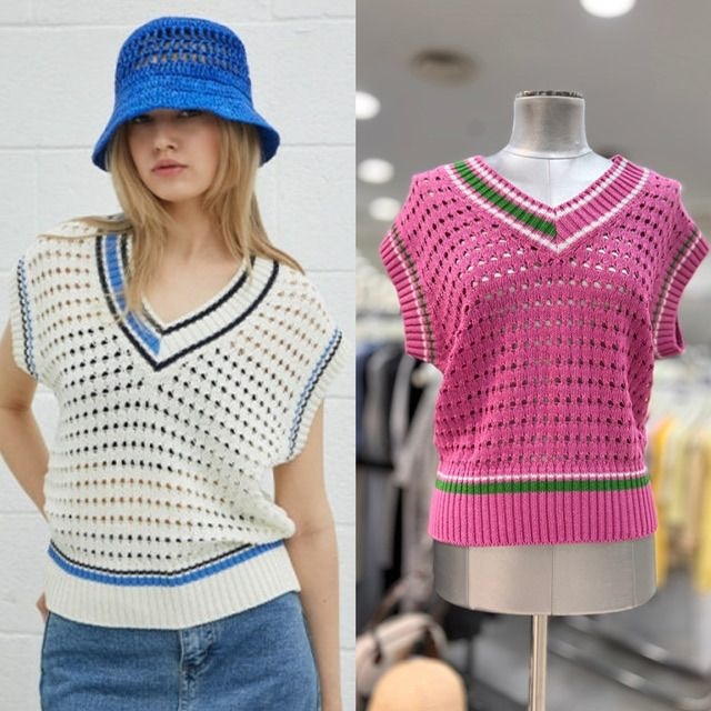 에고이스트 컬러배색 코튼 네트조직 베스트 EP2OKV03HJ_DG