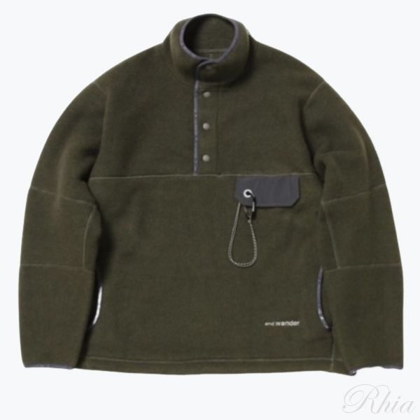 AND WANDER 앤드원더 울 플리스 풀오버 카키 5744281144 180 풀 오버