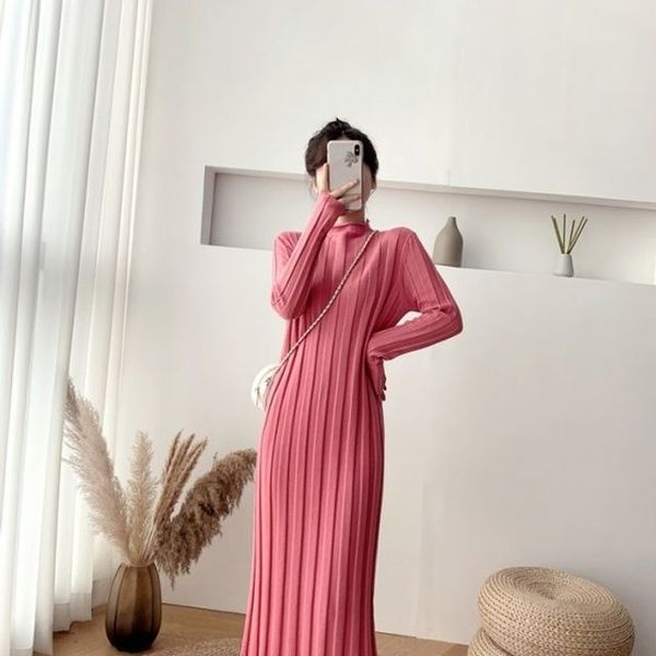 알티피아 빅골지 아이보리 빅골지니트원피스 핑크 니트원피스 (WD8CBA3)