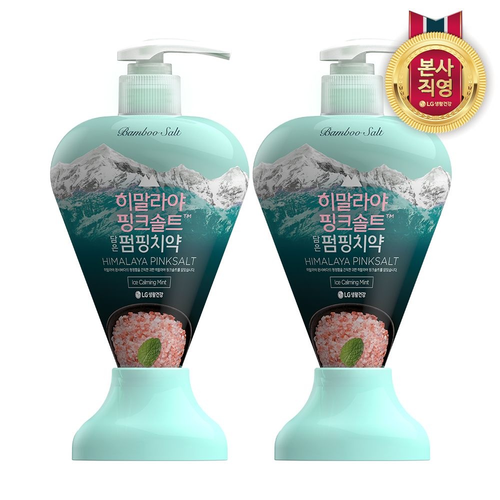 죽염 히말라야핑크솔트 펌핑치약 아이스민트 285gx2개
