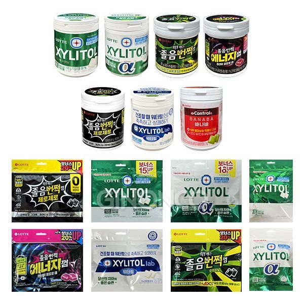 롯데 껌 7종 골라담기 졸음번쩍껌 용기 리필 (01)자일리톨 오리지날 용기 100g)