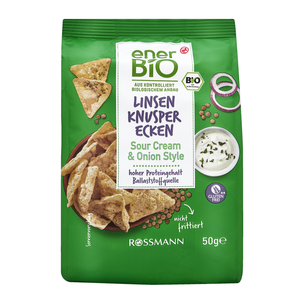 [해외] 로스만 에너바이오 enerBiO 렌틸 크런치 칩 사워크림 어니언맛 50g
