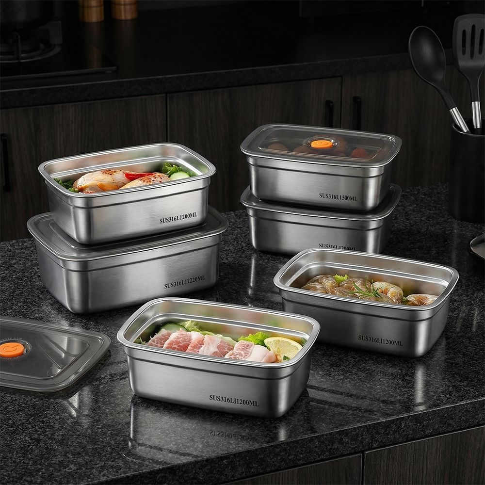 스테인레스 밀폐용기 600ml x 4개