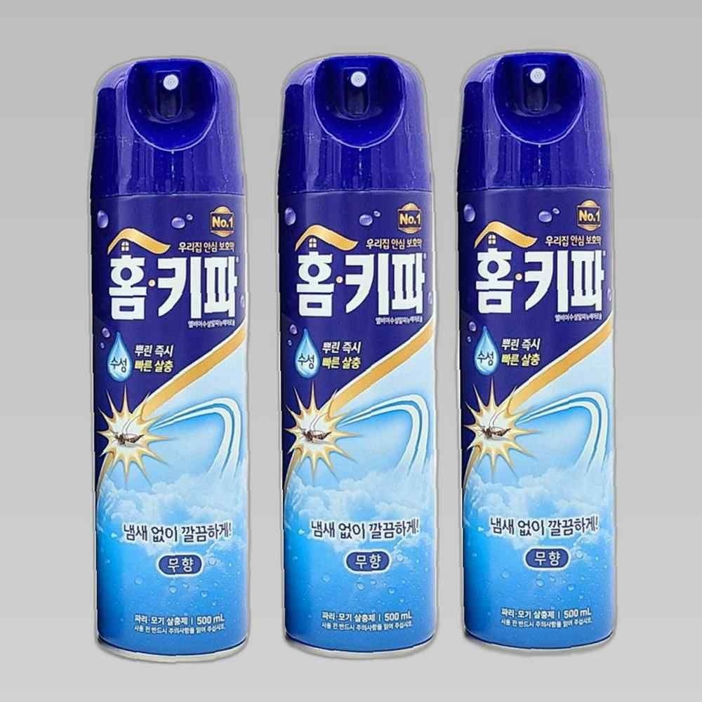 홈키파 엘비이 수성 알파 에어졸 x 500ml 무향 3개입 모기퇴치 모기약 모기잡는법 살충제 모기 모기기피제