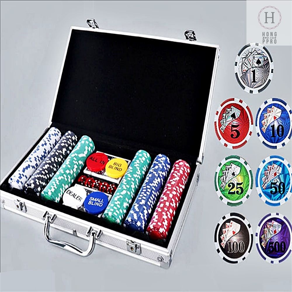[오늘출발] 묵직한그립감 숫자칩 홀덤칩세트 묵직한 카지노칩 보관함포함 포커게임 홈파티용품