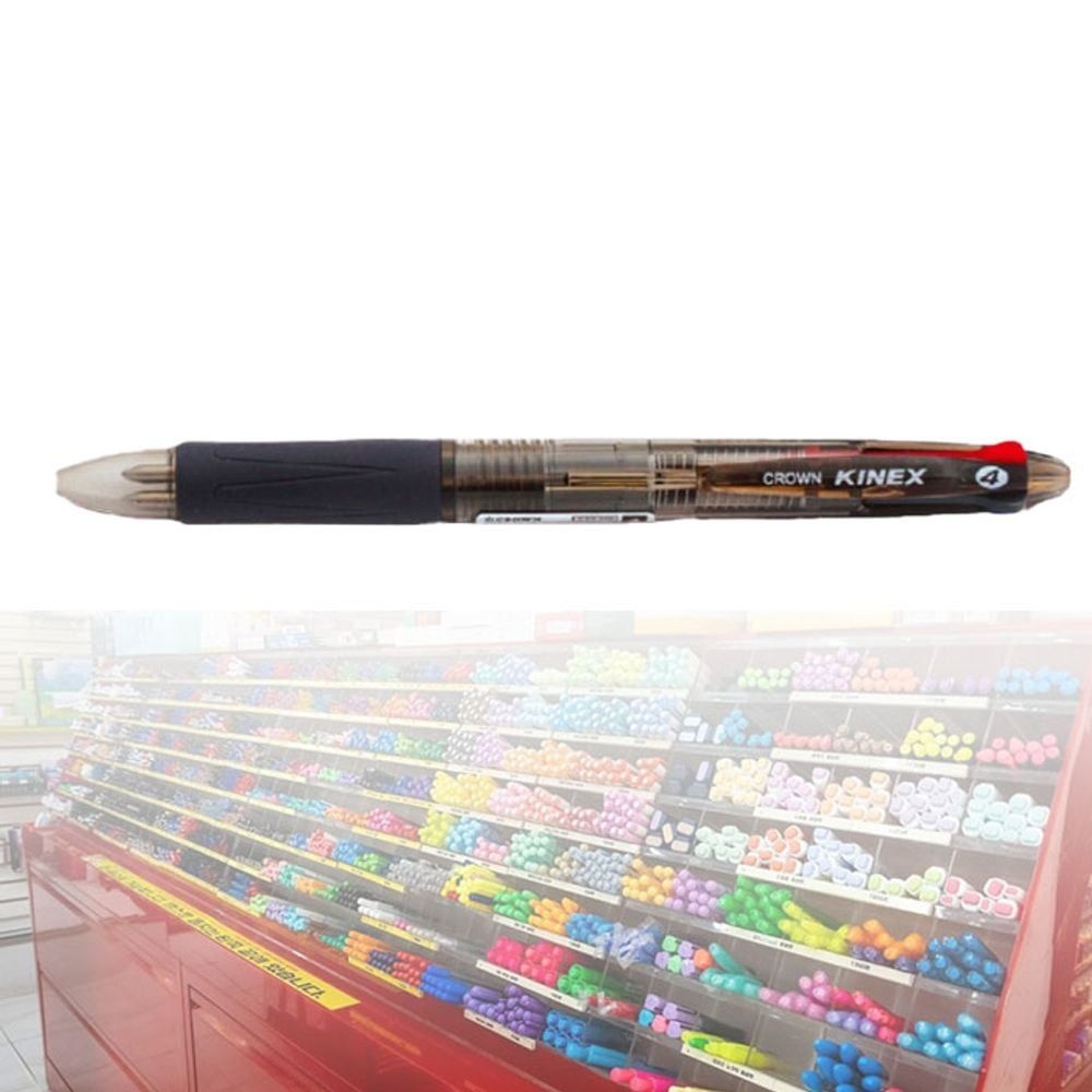 크라운 고급볼펜 키넥스 4색 볼펜 0.7 스모키 12개입 1다스