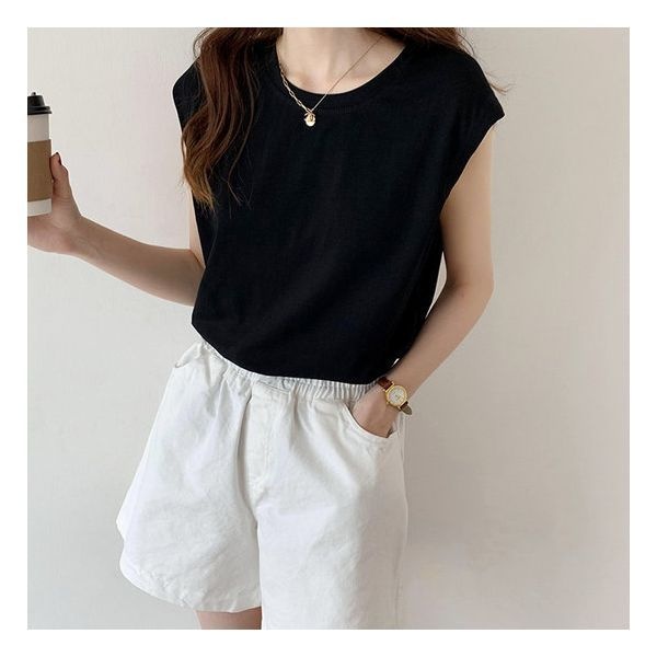 여성 민소매 티셔츠 짧은 반팔 이너티 빅사이즈 여름 코디