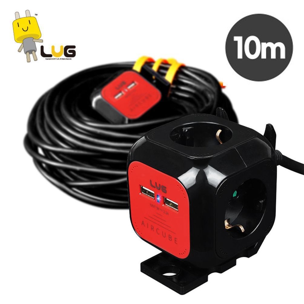 러그 멀티콘센트 연장선 4구 USB 2포트 10M 1.5SQ (블랙)