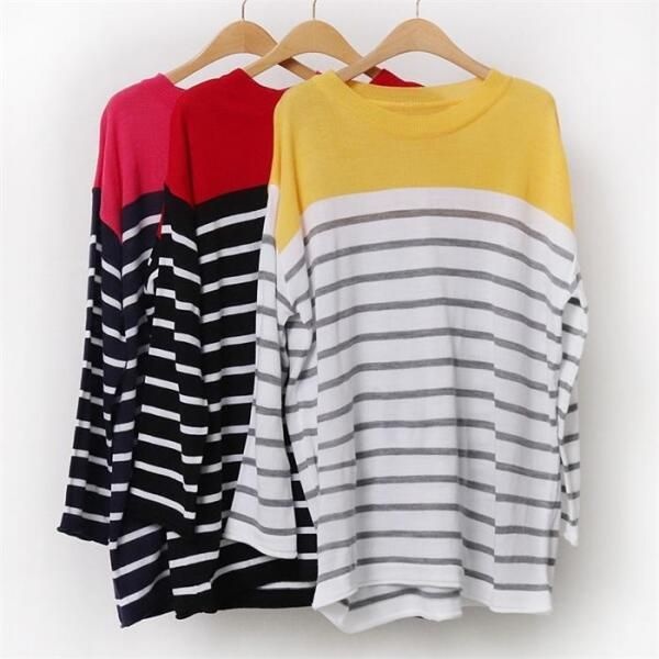 [강물처럼] 빅사이즈사랑해요 9197L202 칼라믹스박시긴팔니트 EB (8197433A)