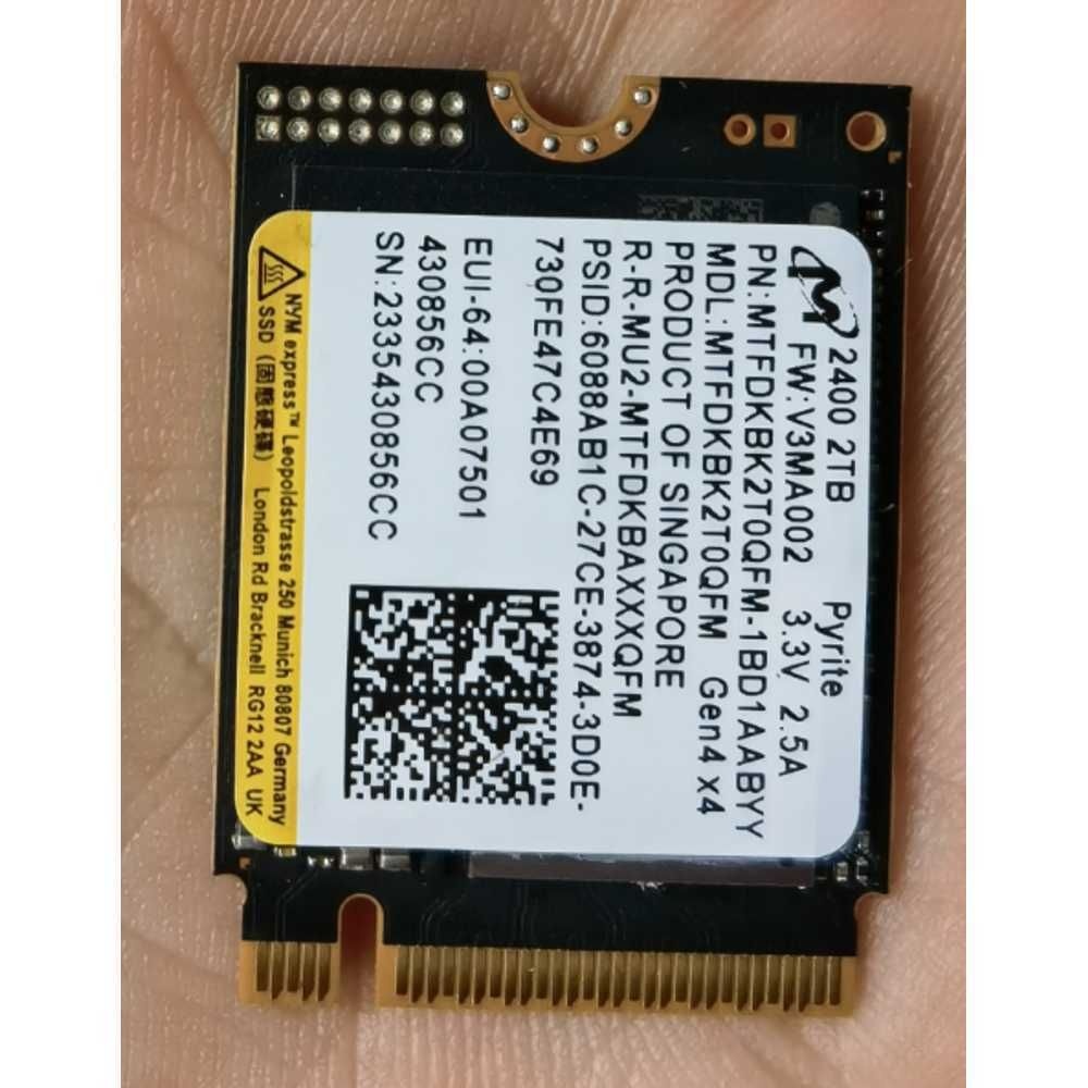 [해외] Micron 2400 2TB M.2 2230 SSD 솔리드 스테이트 드라이브 Micro2450은 2242로 변환 가능
