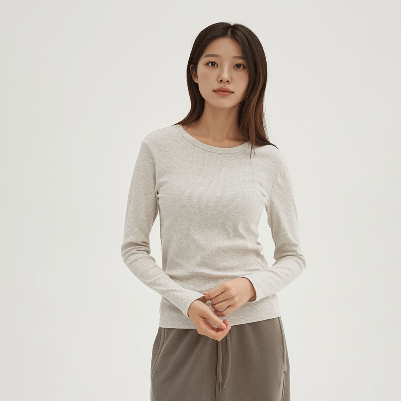 [코튼스판] 골지 라운드넥 긴팔티_SPLWF49G02