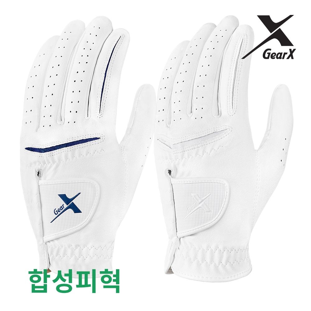 기어엑스 투어 합성피혁 골프장갑 흰색 남성용 여성용 1장