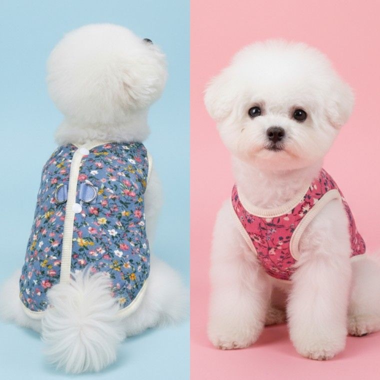 반려견 댕댕이 겨울옷 강아지 고양이 꽃무늬 애견 조끼