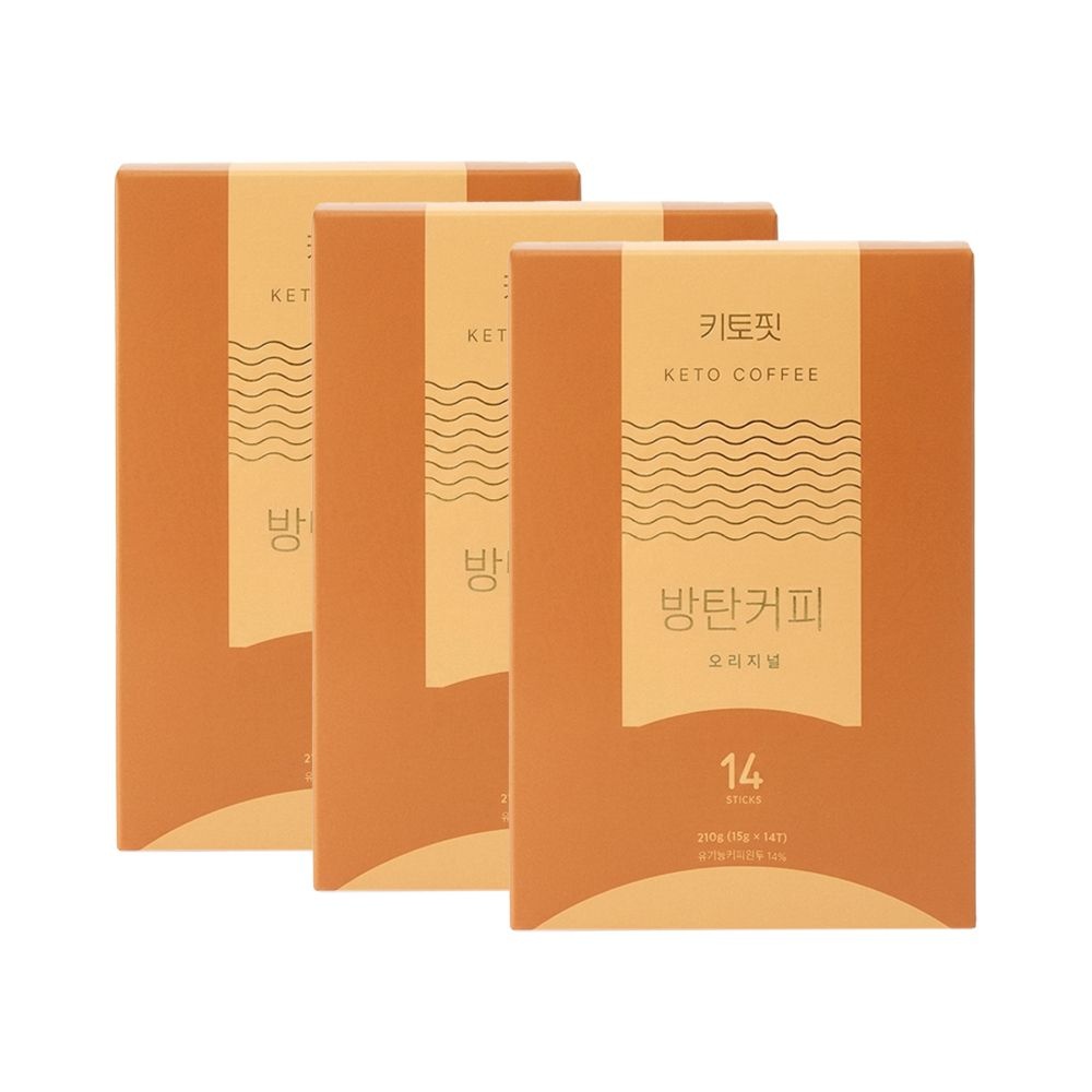키토핏 방탄커피 오리지널 유기농 공정무역 원두 버터커피, 15g 14개입, 3개