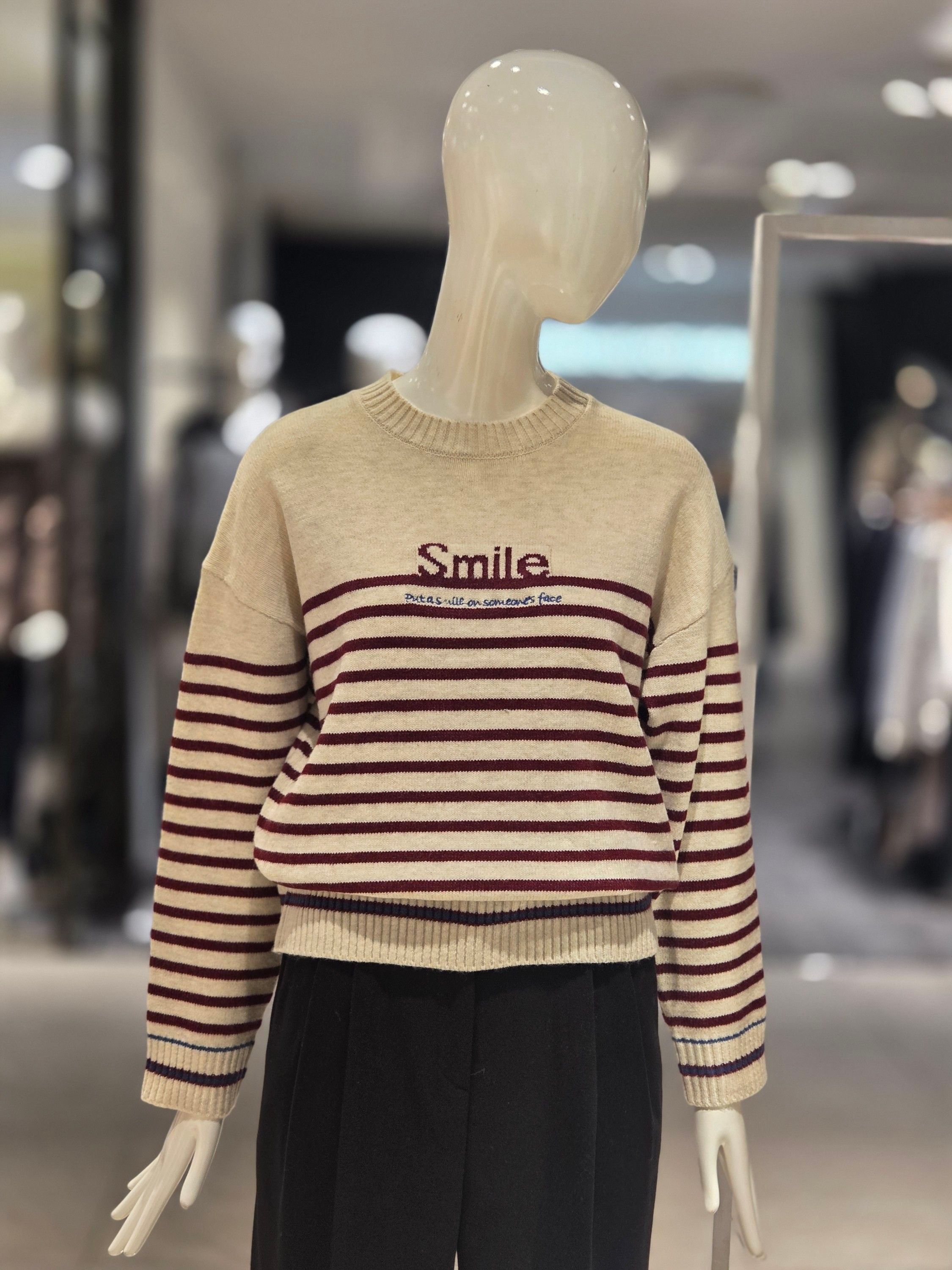 올리브데올리브 올리브데올리브 K5WP450 스트라이프 배색 니트