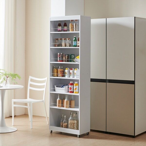 [인우드] [가구](포토리뷰 스벅쿠폰증정) 헬리 냉장고 옆 틈새 수납 슬라이딩 7단 수납장 300