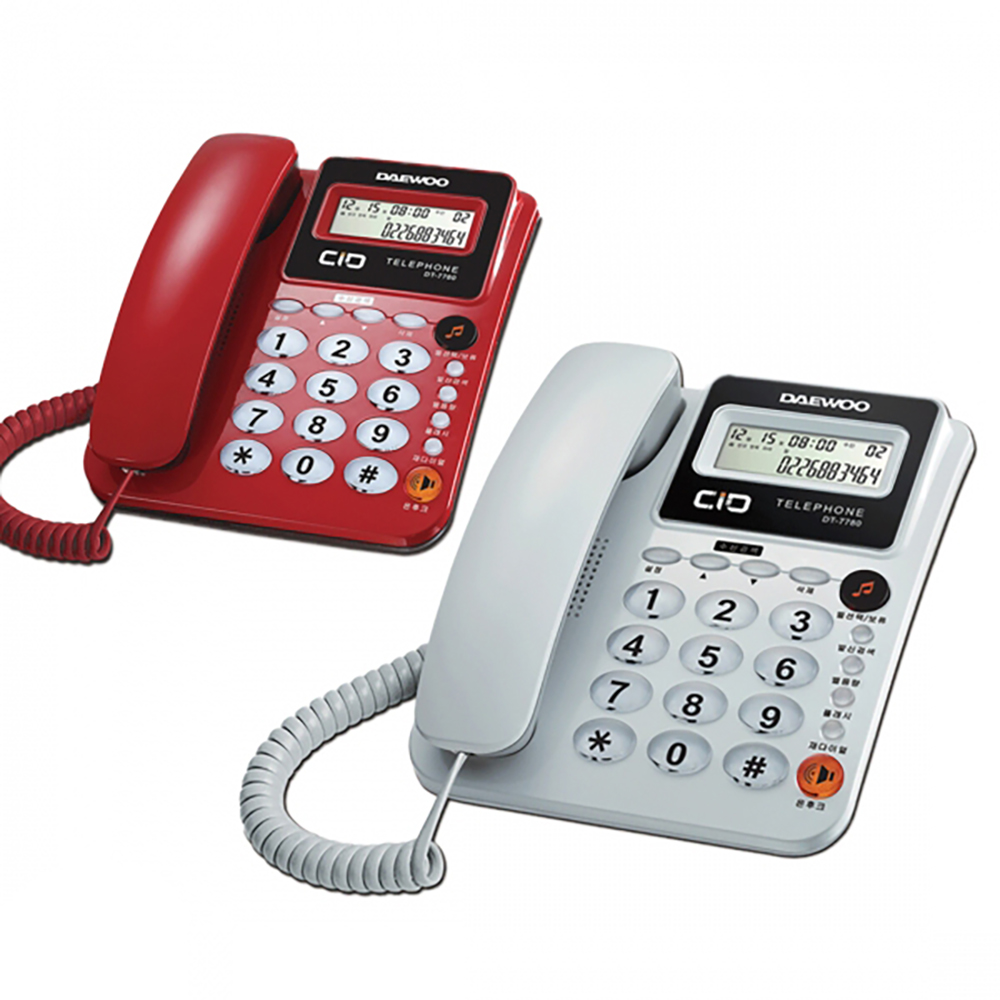 유선전화기 DT-7780 화이트/레드 발신자표시