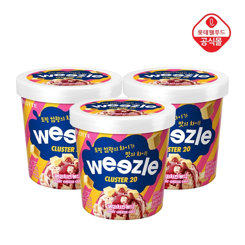 롯데웰푸드 롯데 위즐 베리치즈케익 660ml x 3개
