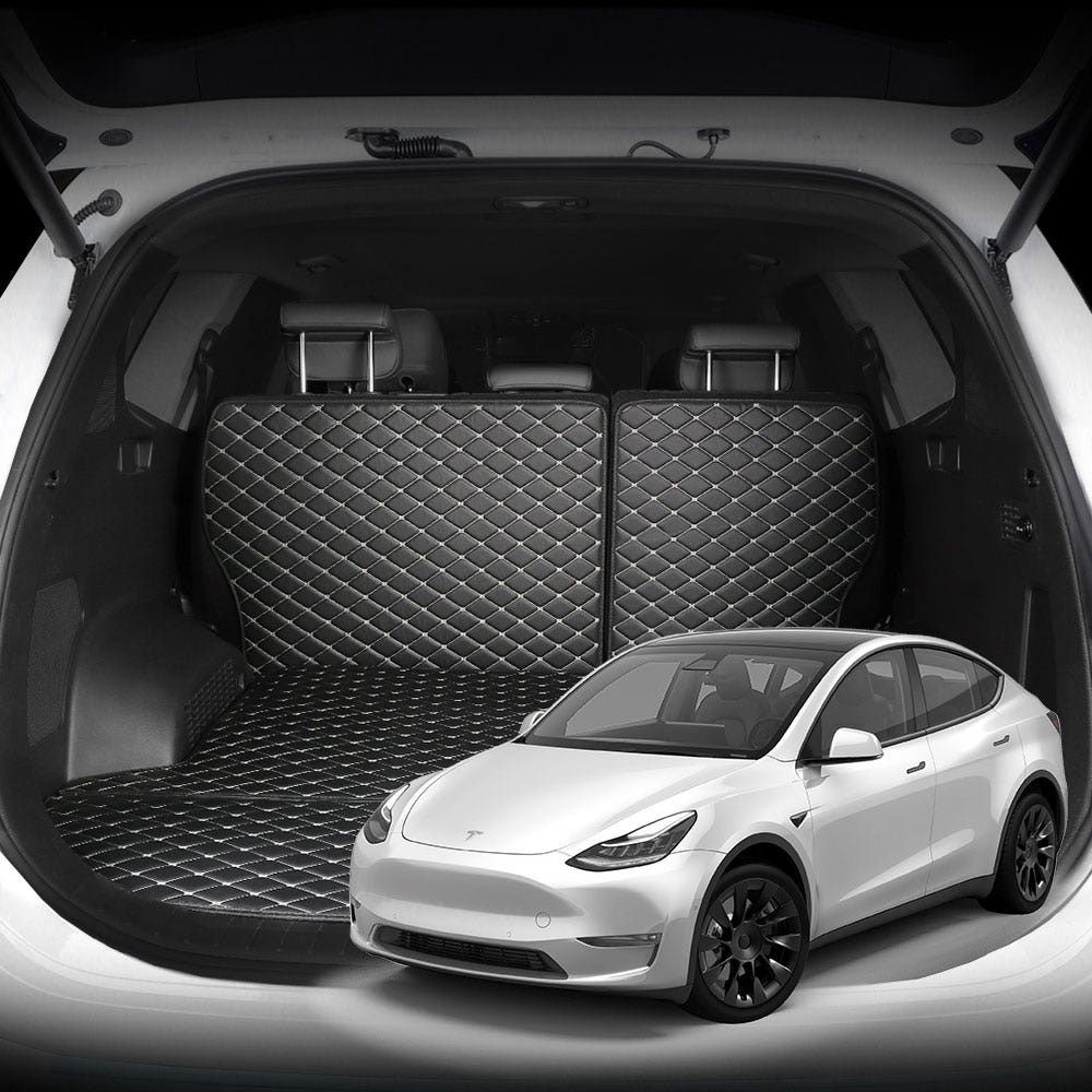 (현대Hmall) Brov 테슬라 모델Y 퀼팅패턴 트렁크매트 자동차 차박 바닥+등받이 suv 세트