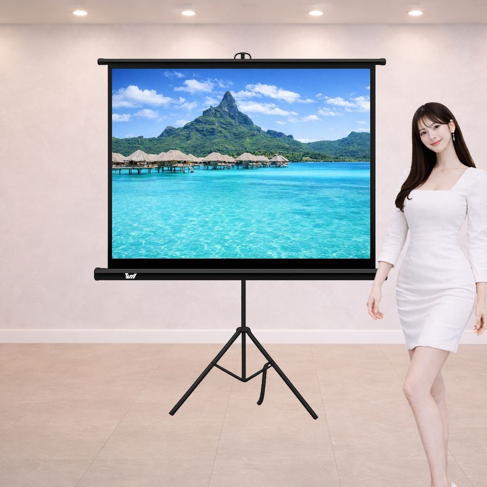 [오늘출발] 태리 빔프로젝터 스크린 삼각대 일체형 유압식 스탠드 족자 빔스크린 캠핑 가정용