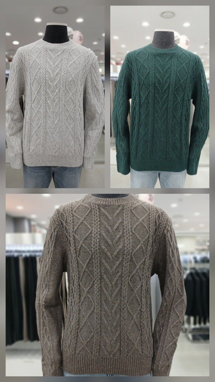 앤드지 25 FW 캐쥬얼 모혼방 꽈베기 니트 3종 HZF4ER1203_GN 363800