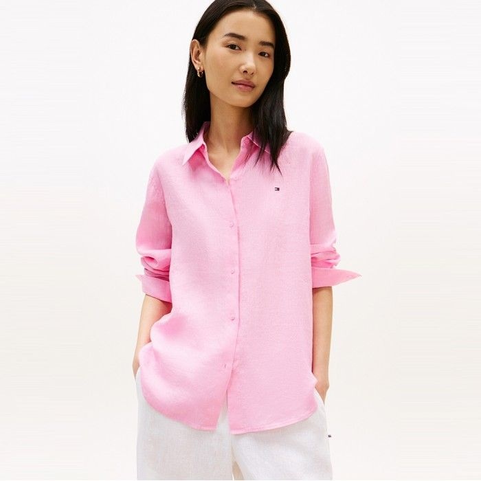 타미힐피거 여성 [공식][정상가:219,000원] 베이직 린넨 셔츠 T22G3WSH081WT1TOR