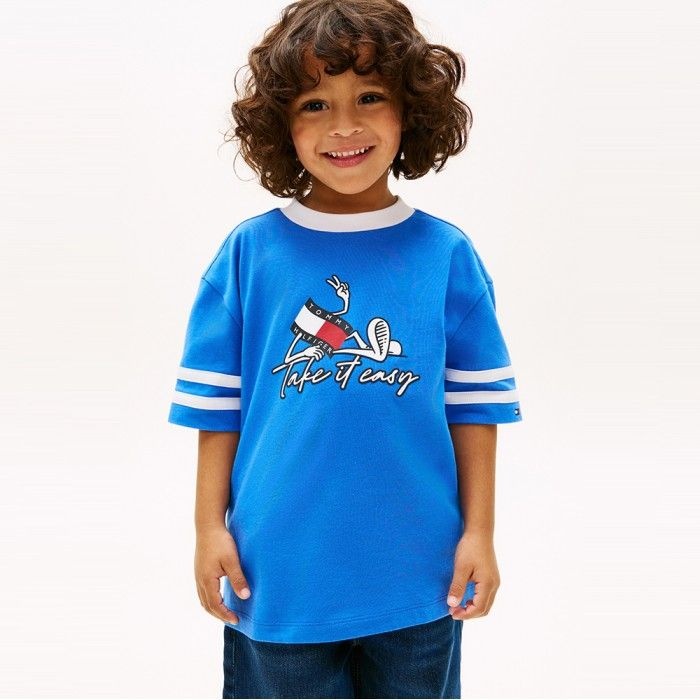 타미힐피거 키즈 [공식] 그래픽 로고 크루넥 티셔츠 T42G1KKO630BT1C6H