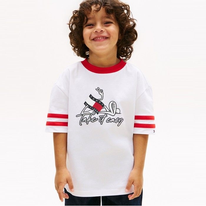 타미힐피거 키즈 [공식] 그래픽 로고 크루넥 티셔츠 T42G1KKO630BT1YBR