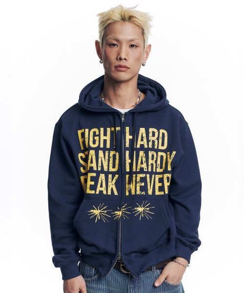[4월 2일 배송] 이지노이지 EASY NO 크랙 나염 레터링 후드 집업 - 네이비 FSHZ105NV 202857