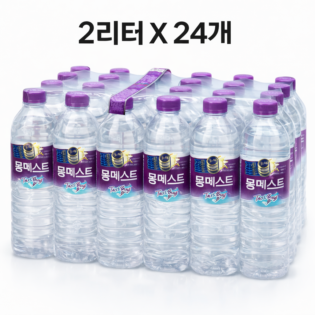 한국청정음료(주) 노브랜드 몽베스트 워드어스 2리터 X 24병 무라벨