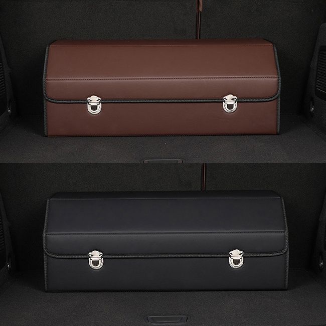 오엠티 접이식 가죽 차량용 트렁크정리함 72L 대용량 손잡이 칸막이 수납박스 OCA-TKZ4