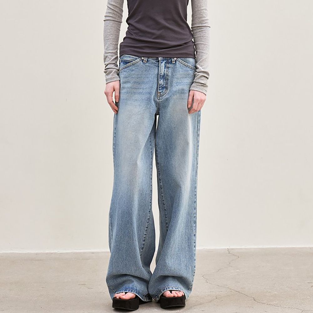 wide-fit denim pants (sky blue)
