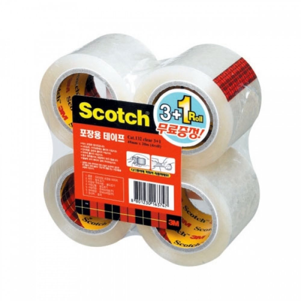 3M)포장용테이프 리필(132R 투명 48mmx20m 3 1)-박스(16개입)