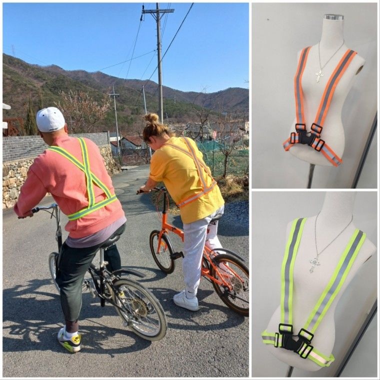 원숭이수입 남녀공용 그린 형광 멜빵 작업 야간 조깅 자전거 안전 반사 조끼 (작업현장,주차관리,안전띠,엑스조끼,멜빵조끼,