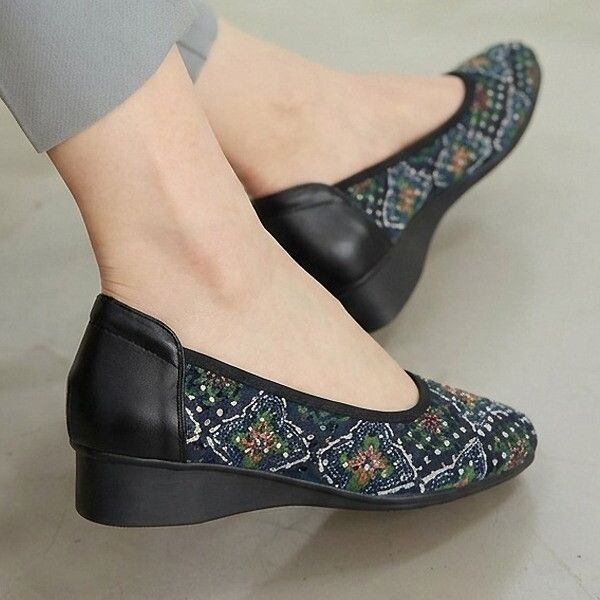 [더힐] 슈즈 메쉬 패턴 여성여자 구두 정장화 단화 로퍼 플랫슈즈 3.5cm sjpe-s-M3002