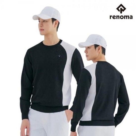 상품상세참조 레노마 골프 남성 골프 봄 라인 배색 스카시 로고 패턴 라운드 니트 RMSRN-1206 CA3843617