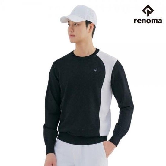 상품상세참조 남성 골프 봄 스포티한 블록 배색 스카시 패턴 라운드 니트 N-1206 CA3843618