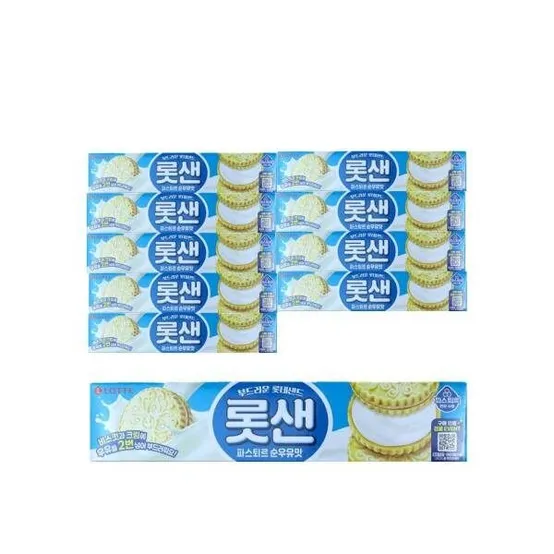 [롯데웰푸드] 롯데샌드 파스퇴르 순우유맛 105g x 10개 / 부드러운 우유