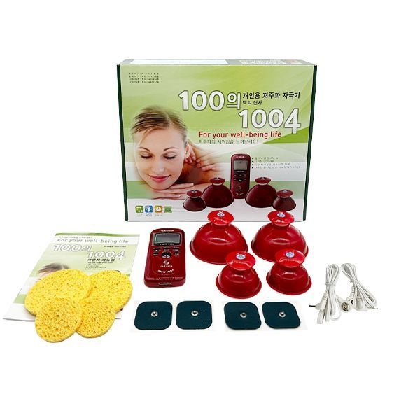 UnKnown [국내생산] 칠성 100의1004 백의천사 개인용 저주파 자극기 세트 근육이완 피로회복 휴대용마사지