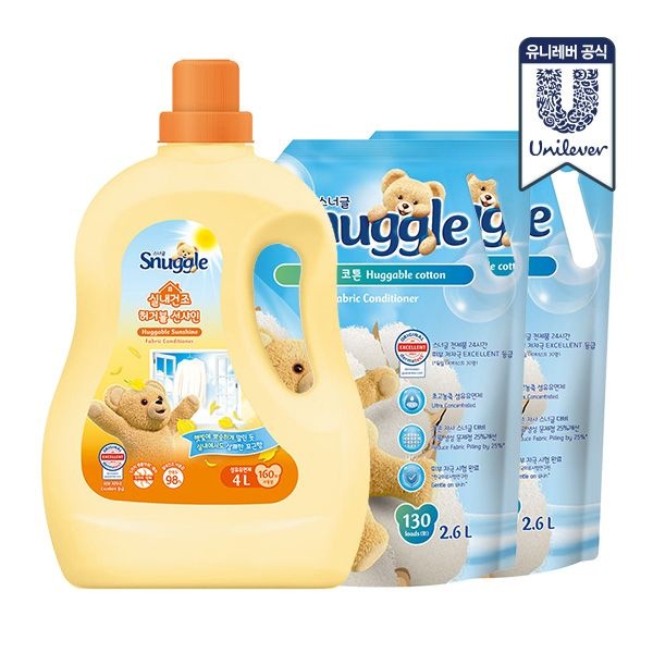 [스너글][최종가 : 31,900원]스너글 섬유유연제 4L + 2.6L 2개(총 9.2L) 허거블코튼/허거블선샤인 외 : 롯데ON