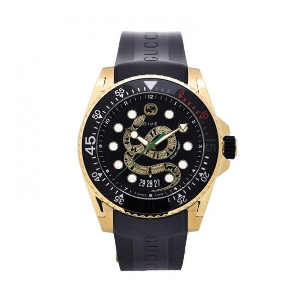 구찌 [구찌] YA136219 G다이브 남성 러버 쿼츠 45mm