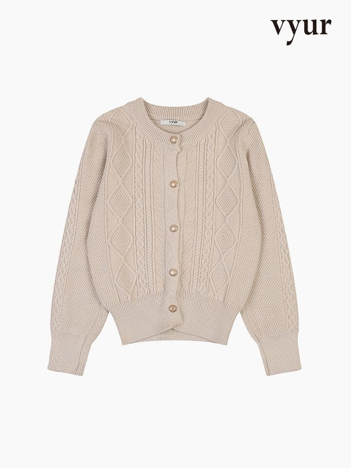 [패션플러스][뷰어][vyur] 짜임 포인트 커프 소매 니트 가디건 (ZSKCO218)