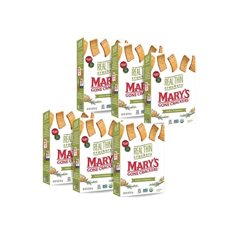 [해외] 메리스 건 리얼 씬 갈릭 로즈마리 크래커 142g 6팩 Mary's Gone Crackers Real Thin Crackers